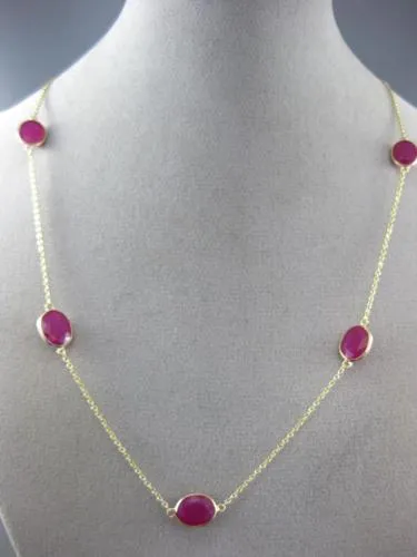 ESTATE LARGE 2.0CT RUBY 14KT YELLOW GOLD 3D OVAL BY THE YARD TIN CUP NECKLACE