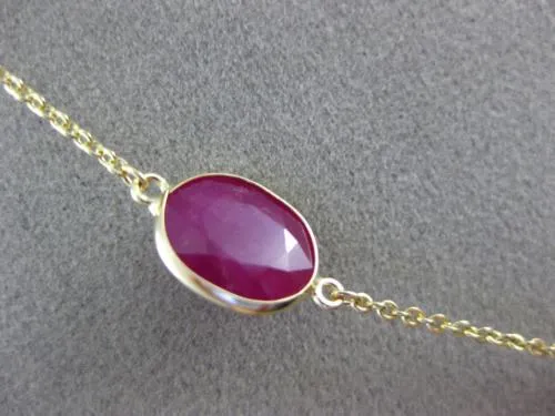 ESTATE LARGE 2.0CT RUBY 14KT YELLOW GOLD 3D OVAL BY THE YARD TIN CUP NECKLACE