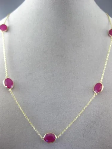 ESTATE LARGE 2.0CT RUBY 14KT YELLOW GOLD 3D OVAL BY THE YARD TIN CUP NECKLACE