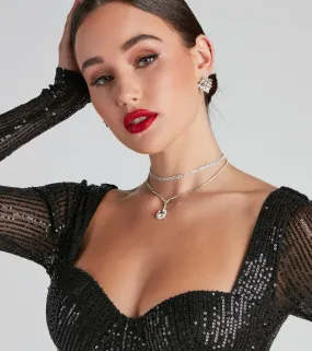 Evening Soiree Rhinestone Teardrop Choker Set