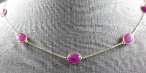 EXTRA LARGE & LONG 44.93CT RUBY 14KT YELLOW GOLD OVAL BY THE YARD LOVE NECKLACE