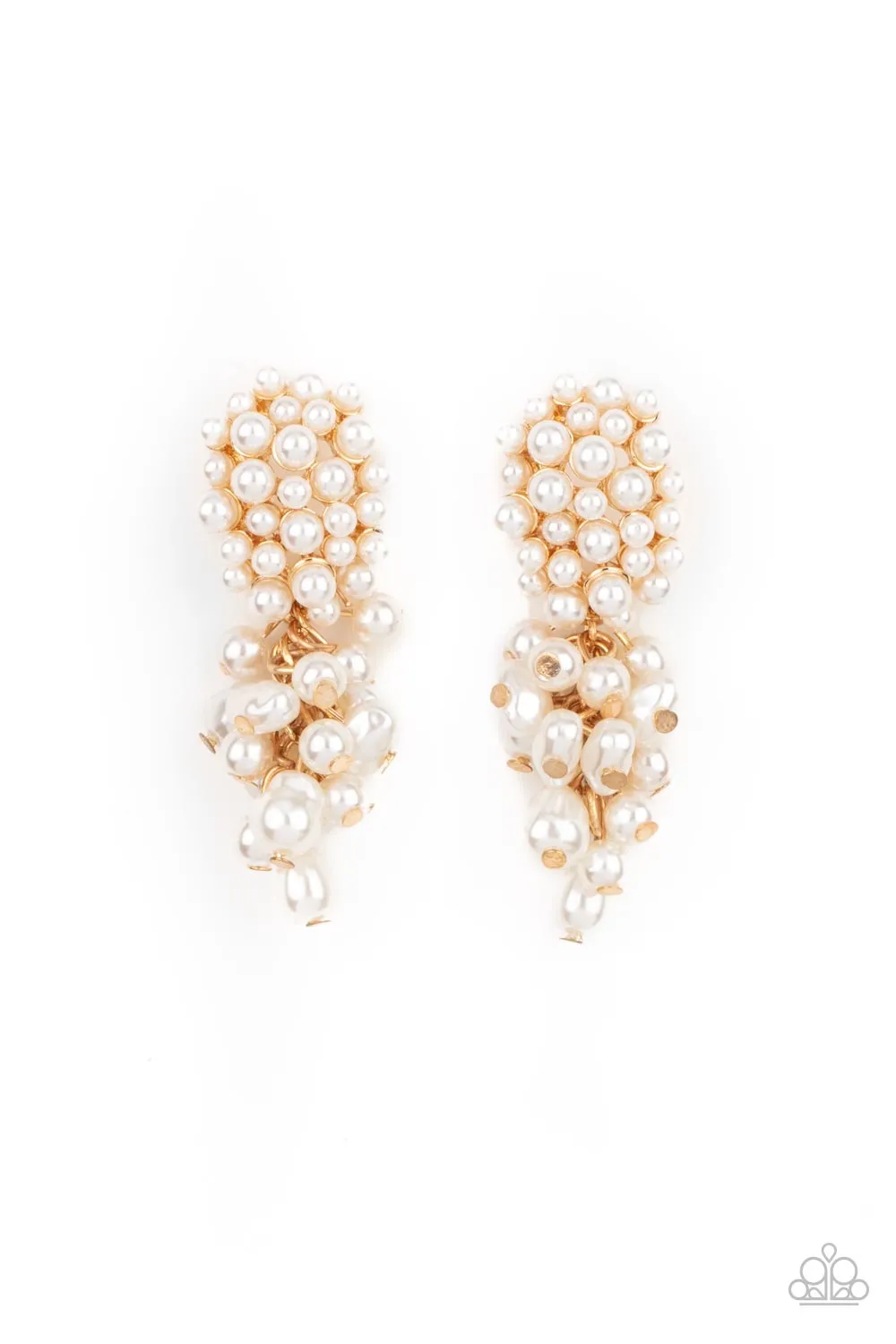 Fabulously Flattering - Gold Pearl Earrings - Paparazzi Accessories