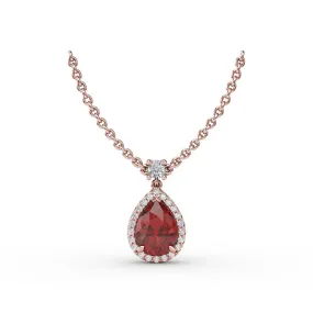 Fana Ruby and Diamond Teardrop Necklace