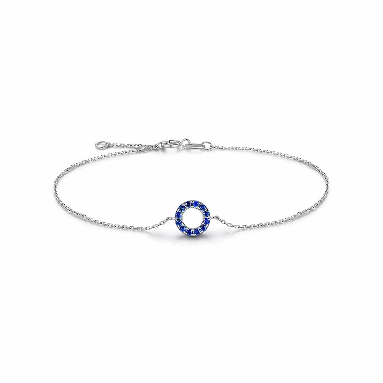 FANCIME Sapphire Circle 14k White Gold Bracelet