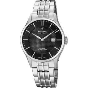 Festina Swiss Quartz Date 100M WR Black Dial Stainless Steel Case & Bracelet