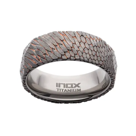 Flat Etched Niobium SuperConductor Titanium Comfort Fit Ring, Size 10.5