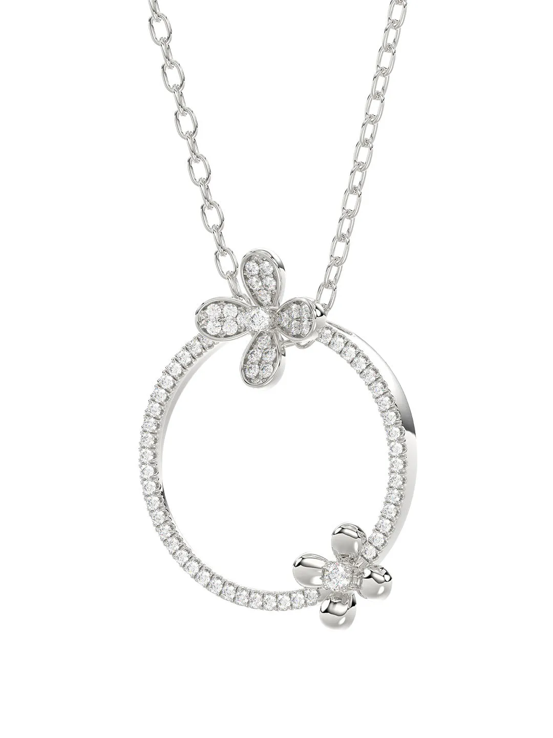 Floral White Gold Pendant Necklace