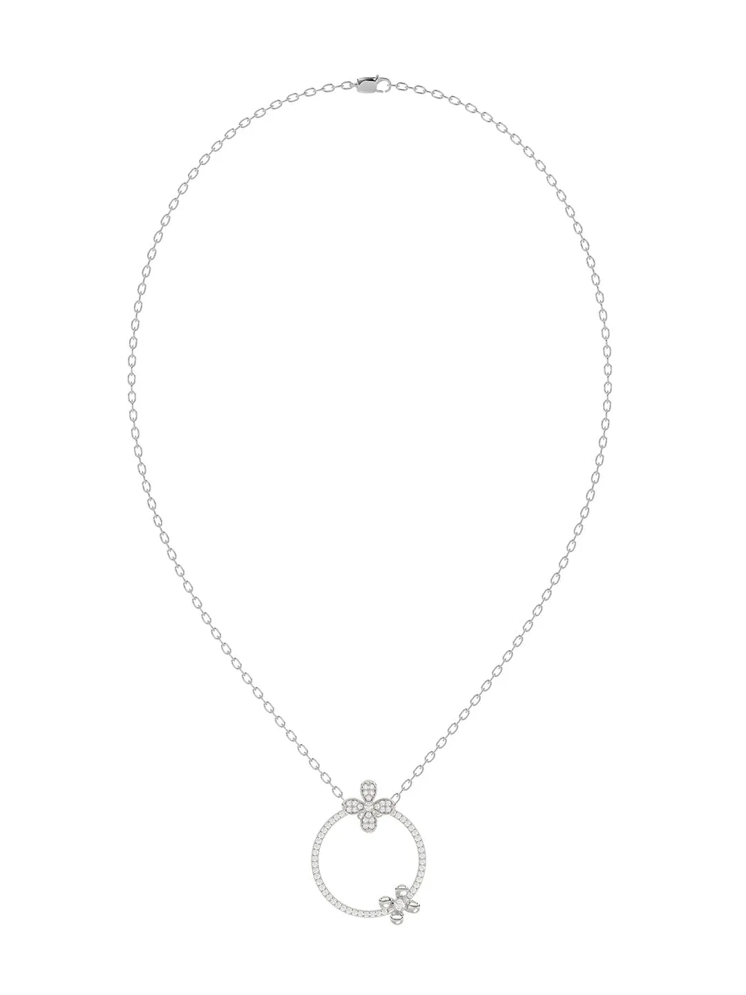 Floral White Gold Pendant Necklace