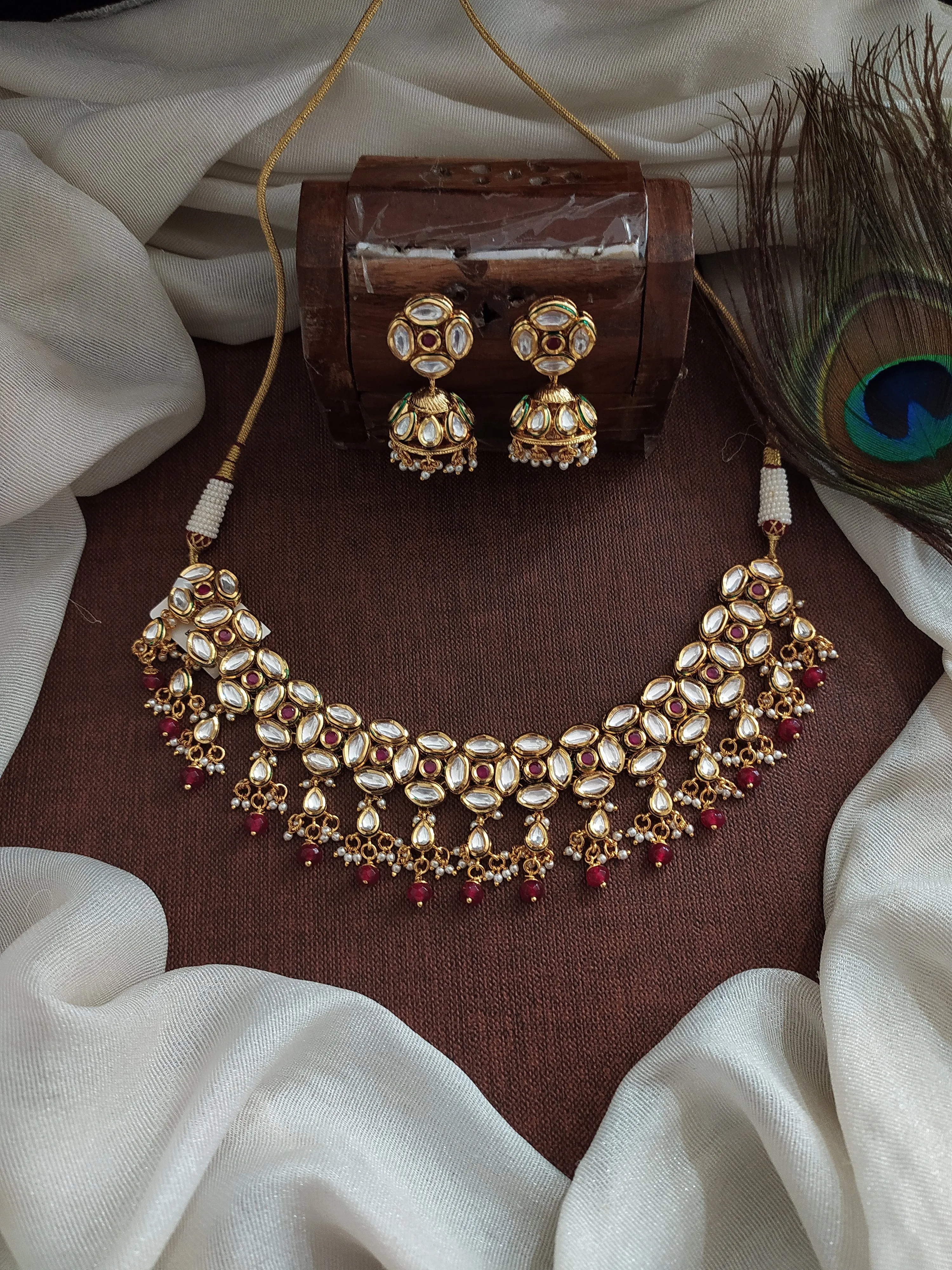 Full Neck Covered Stunning Polki Kundan Necklace Set