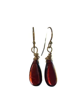 Garnet Dangle Earrings Gold Filled or sterling