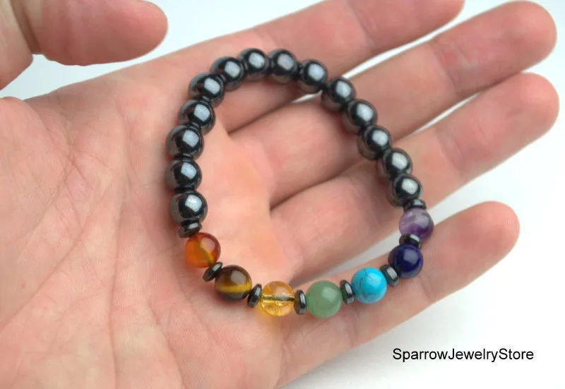 Genuine 7 Chakra Bracelet Self Care Gift for him Gemstone Healing crystal bracelet Yoga Energy Wrist Mala Bracelet Healing Energy Bracelet