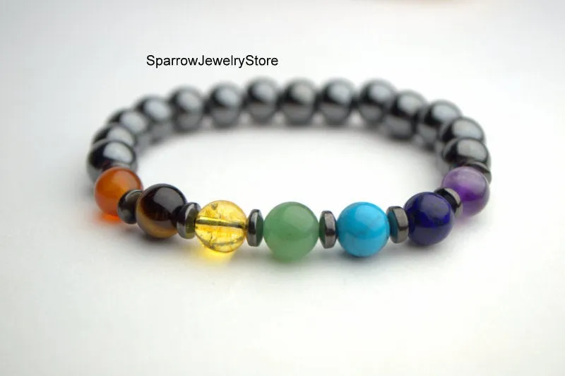 Genuine 7 Chakra Bracelet Self Care Gift for him Gemstone Healing crystal bracelet Yoga Energy Wrist Mala Bracelet Healing Energy Bracelet