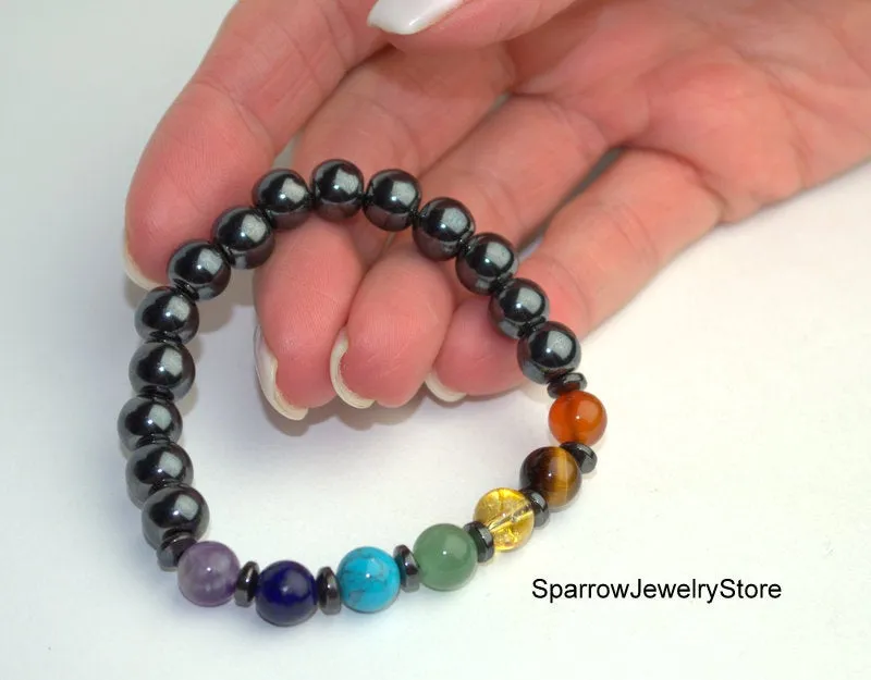 Genuine 7 Chakra Bracelet Self Care Gift for him Gemstone Healing crystal bracelet Yoga Energy Wrist Mala Bracelet Healing Energy Bracelet