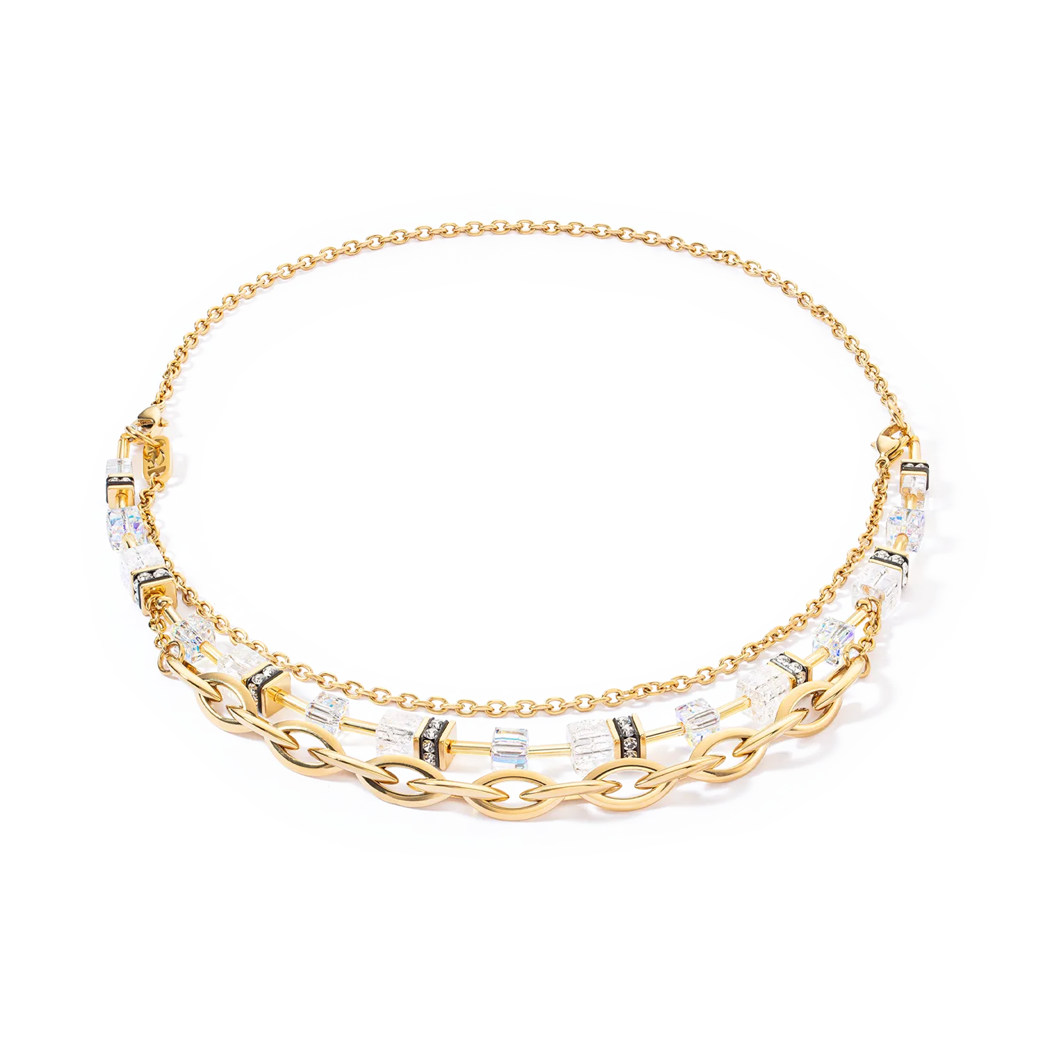 GeoCUBE® Festive Layer necklace gold-white