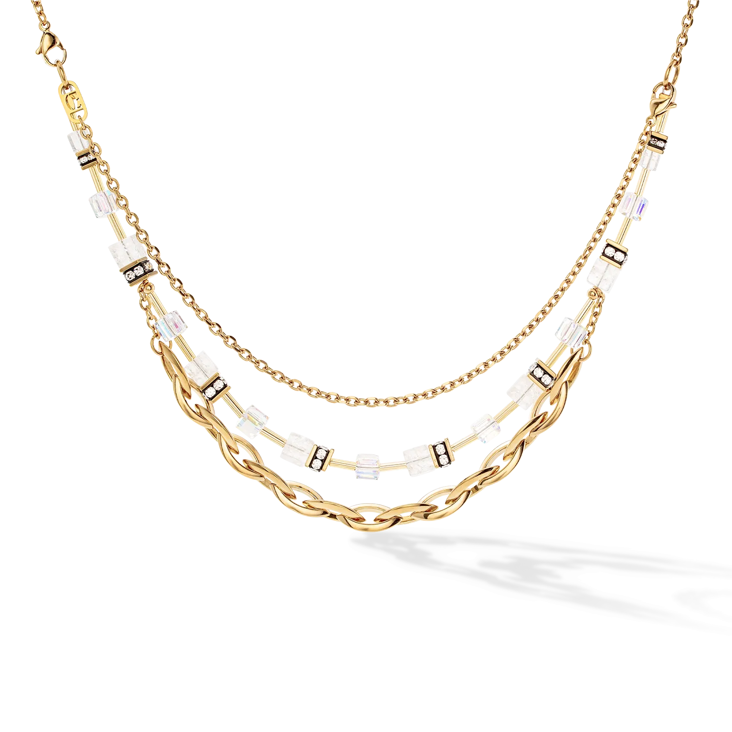 GeoCUBE® Festive Layer necklace gold-white