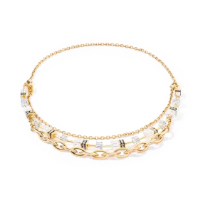 GeoCUBE® Festive Layer necklace gold-white