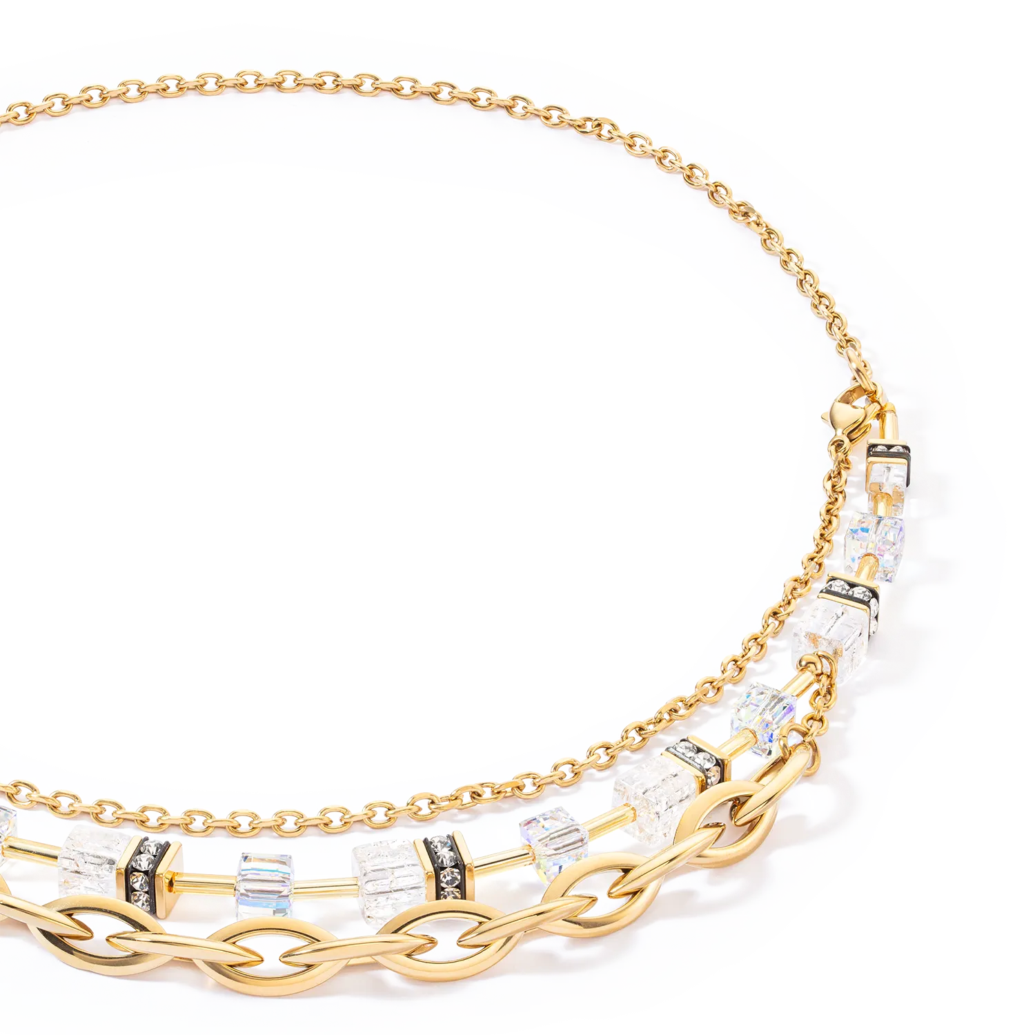 GeoCUBE® Festive Layer necklace gold-white