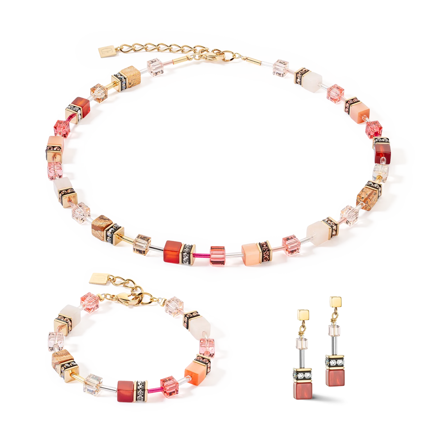 GeoCUBE® Iconic Precious necklace red-beige