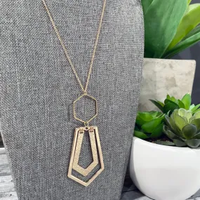 Geometric Shapes Gold Pendant Necklace