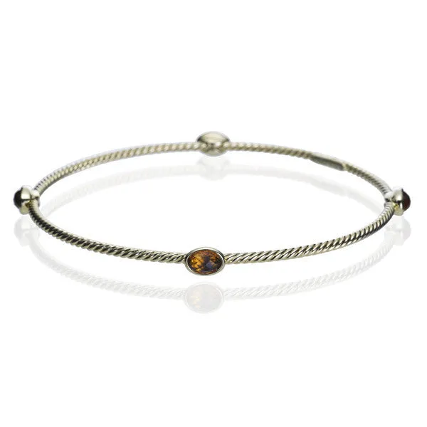 Gold Citrine Gem Bangle Bracelet