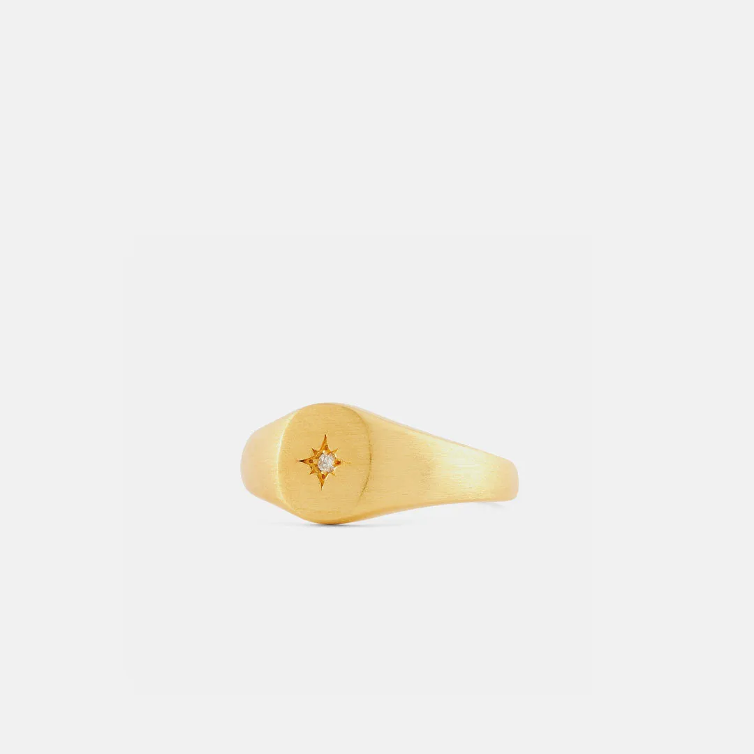 Gold Diamond Signet Ring