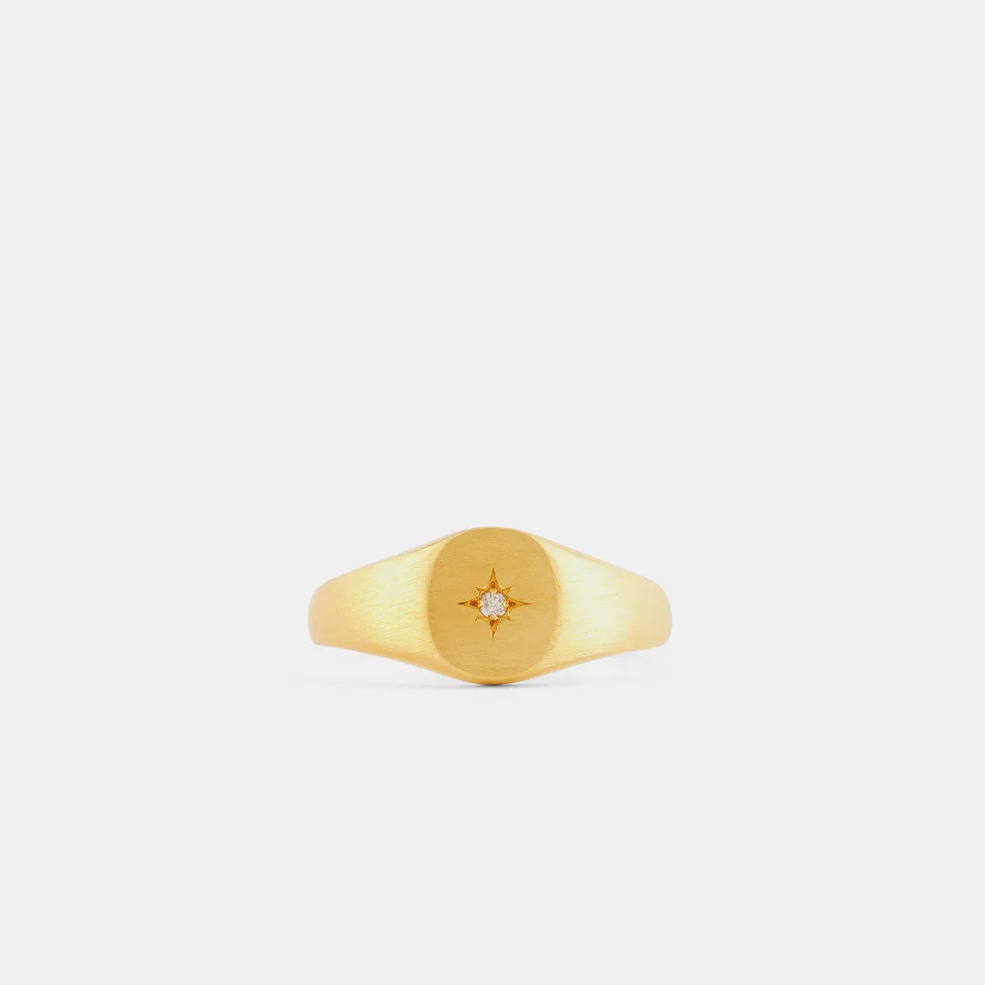 Gold Diamond Signet Ring