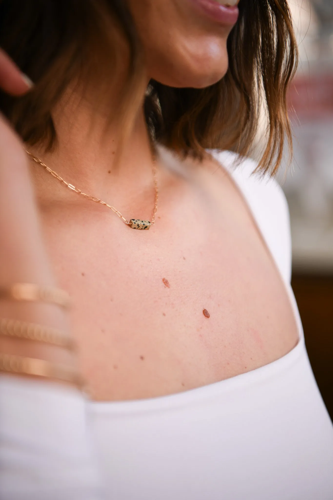 Gold Filled Bar Small Paperclip Chain Necklace