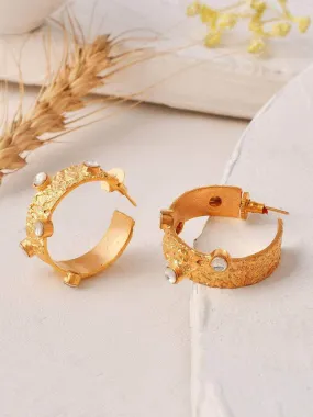 Gold Hammered Thick Hoops