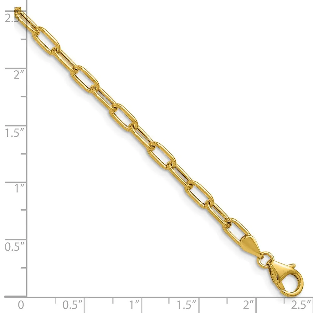 Gold Leslie's 14k 3.7mm 7 Inches Semi-Solid Paperclip Chain Bracelet Model-7360-7