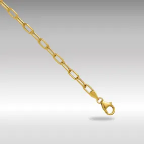 Gold Leslie's 14k 3.7mm 7 Inches Semi-Solid Paperclip Chain Bracelet Model-7360-7