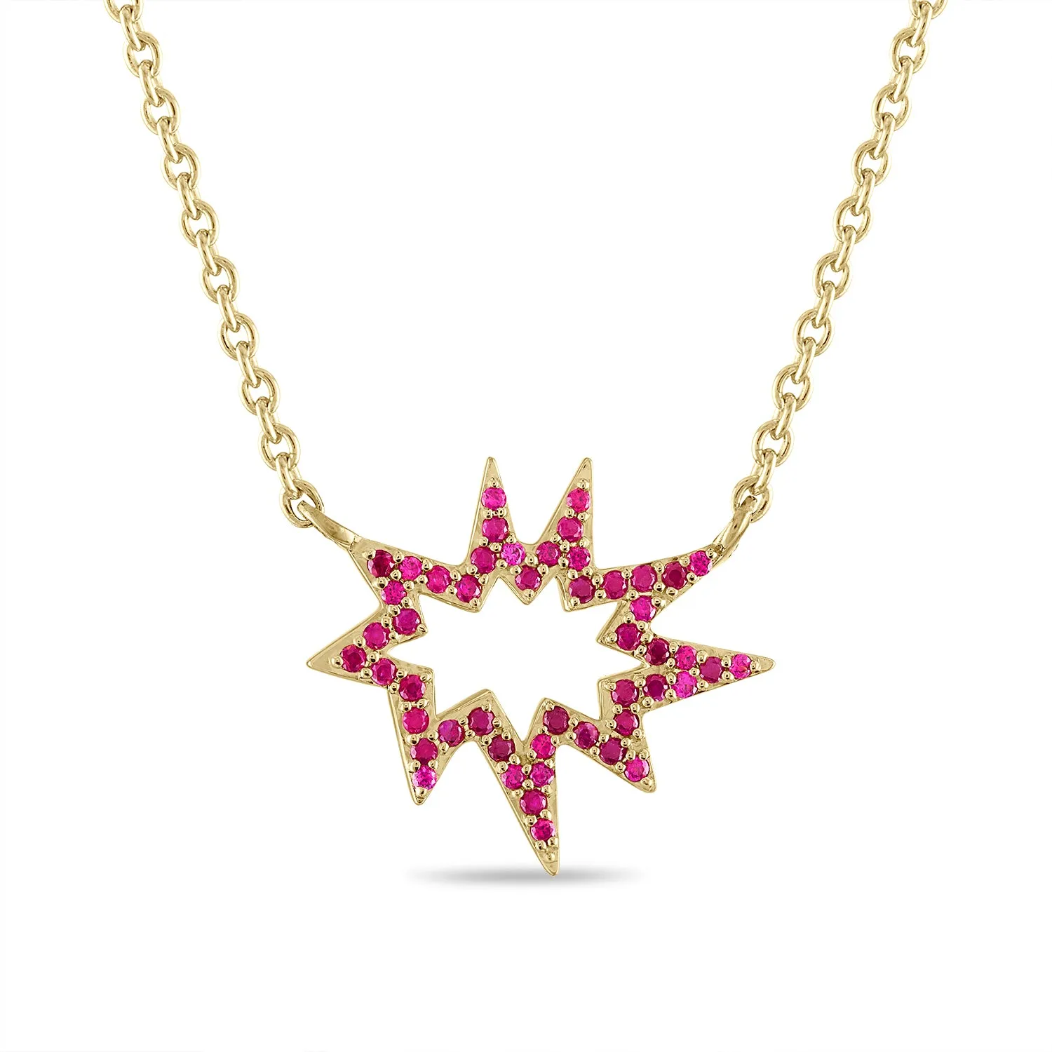 Gold Midi Nova KAPOW! Necklace with Pavé Rubies