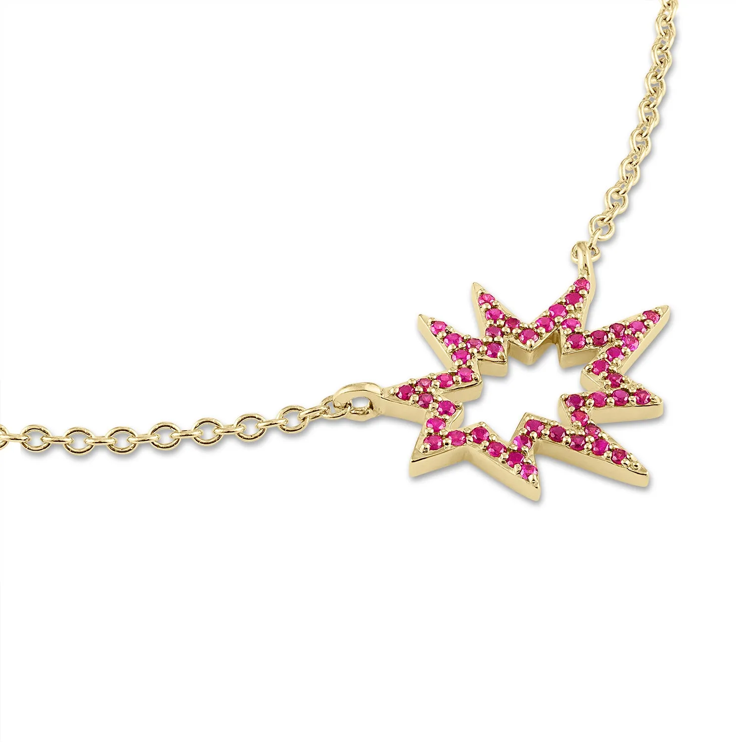 Gold Midi Nova KAPOW! Necklace with Pavé Rubies