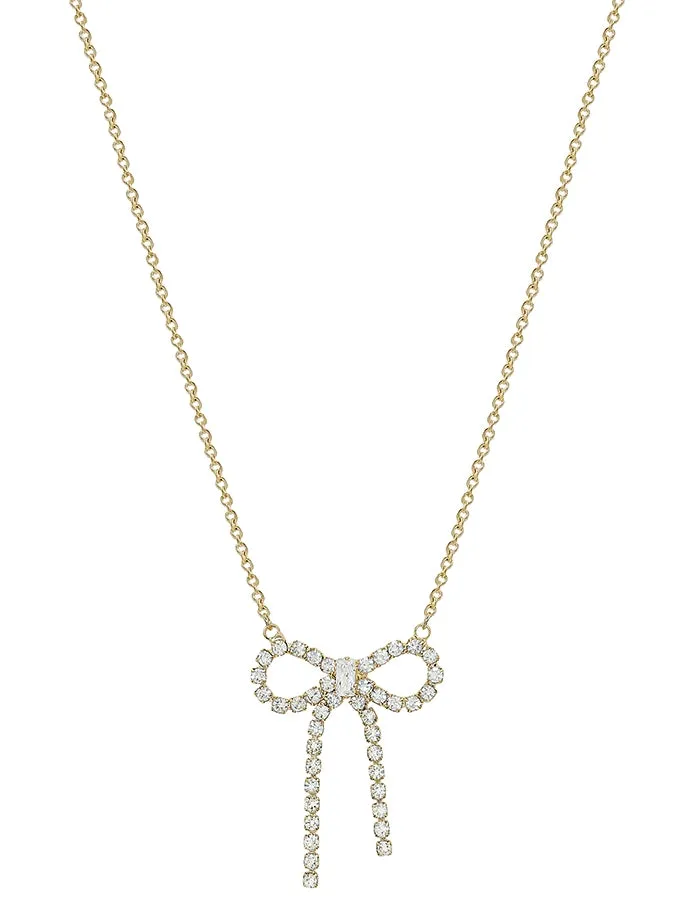 Gold Rhinestone Bow Necklace Set