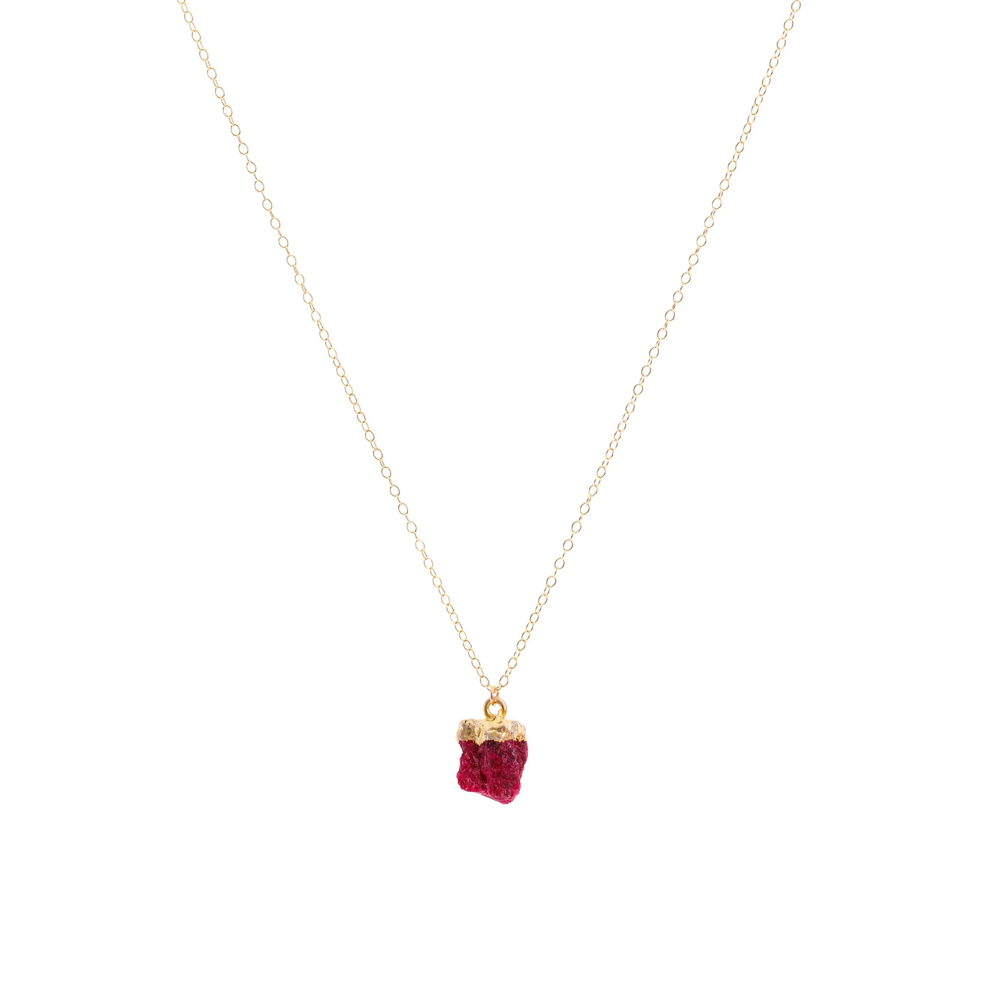 Gold Ruby Raw Crystal Necklace