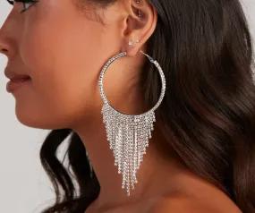 Gorgeous Radiance Rhinestone Fringe Hoop Earrings