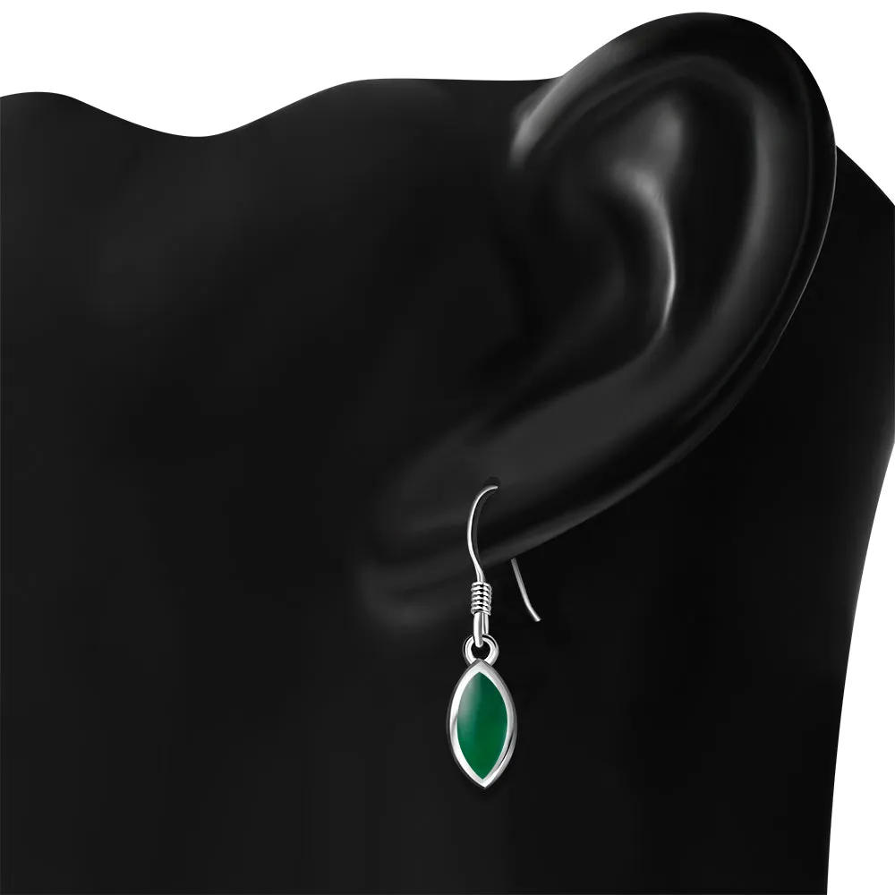 Green Agate Oval Sterling Silver Earrings