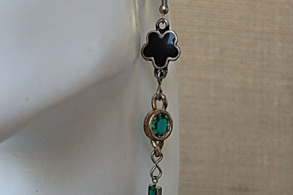 Green and Black Earrings