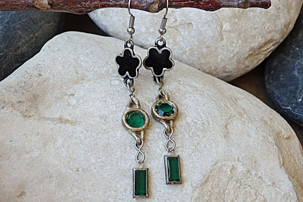 Green and Black Earrings