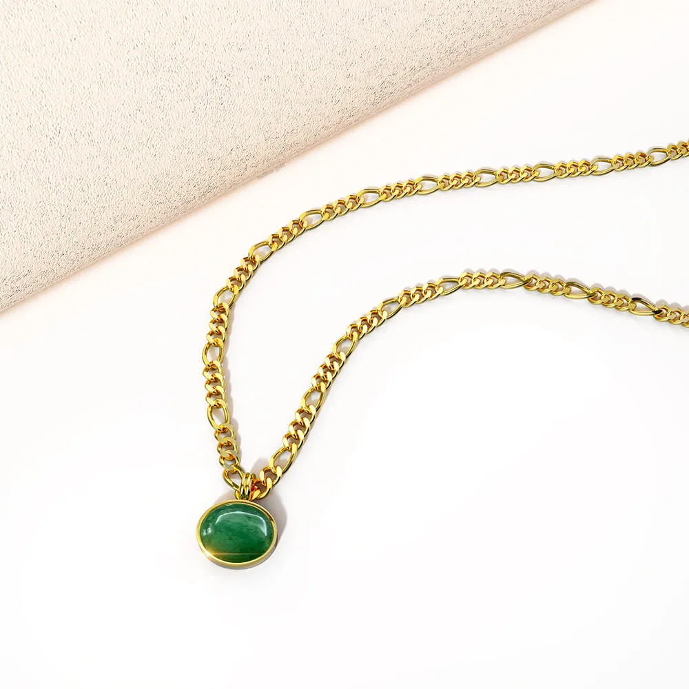 Green Aventurine Luminary Necklace in Gold