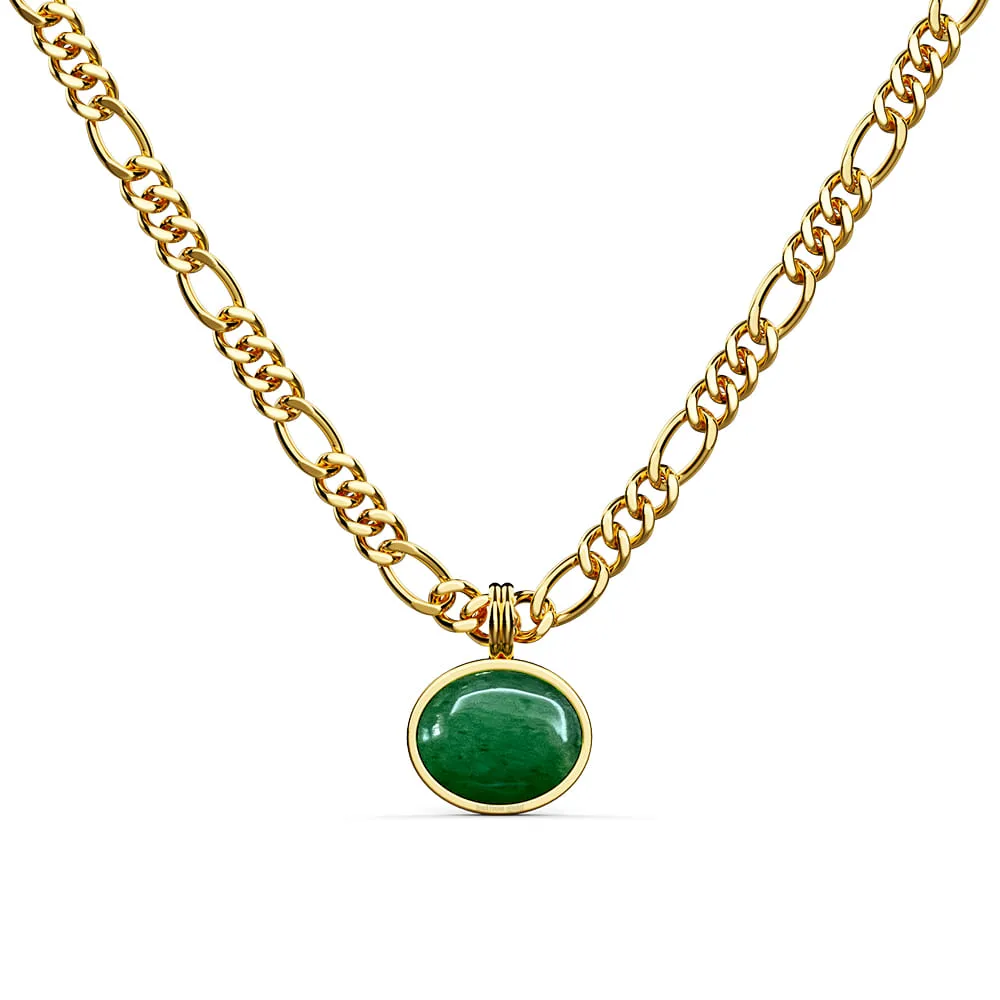 Green Aventurine Luminary Necklace in Gold