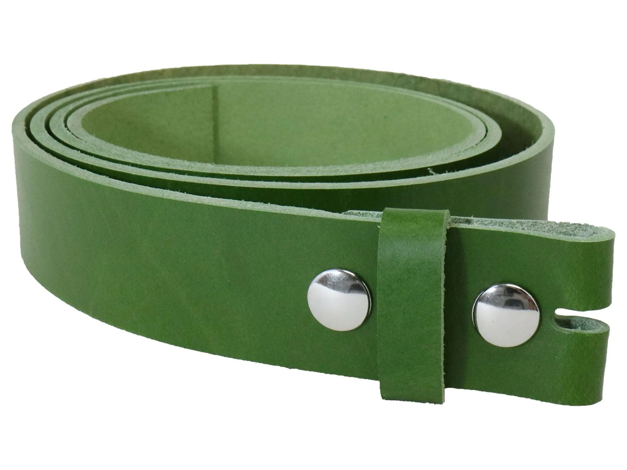 Green Vegetable Tanned Leather Belt Blank W/ Snaps and Matching Keeper | 60-72" Length