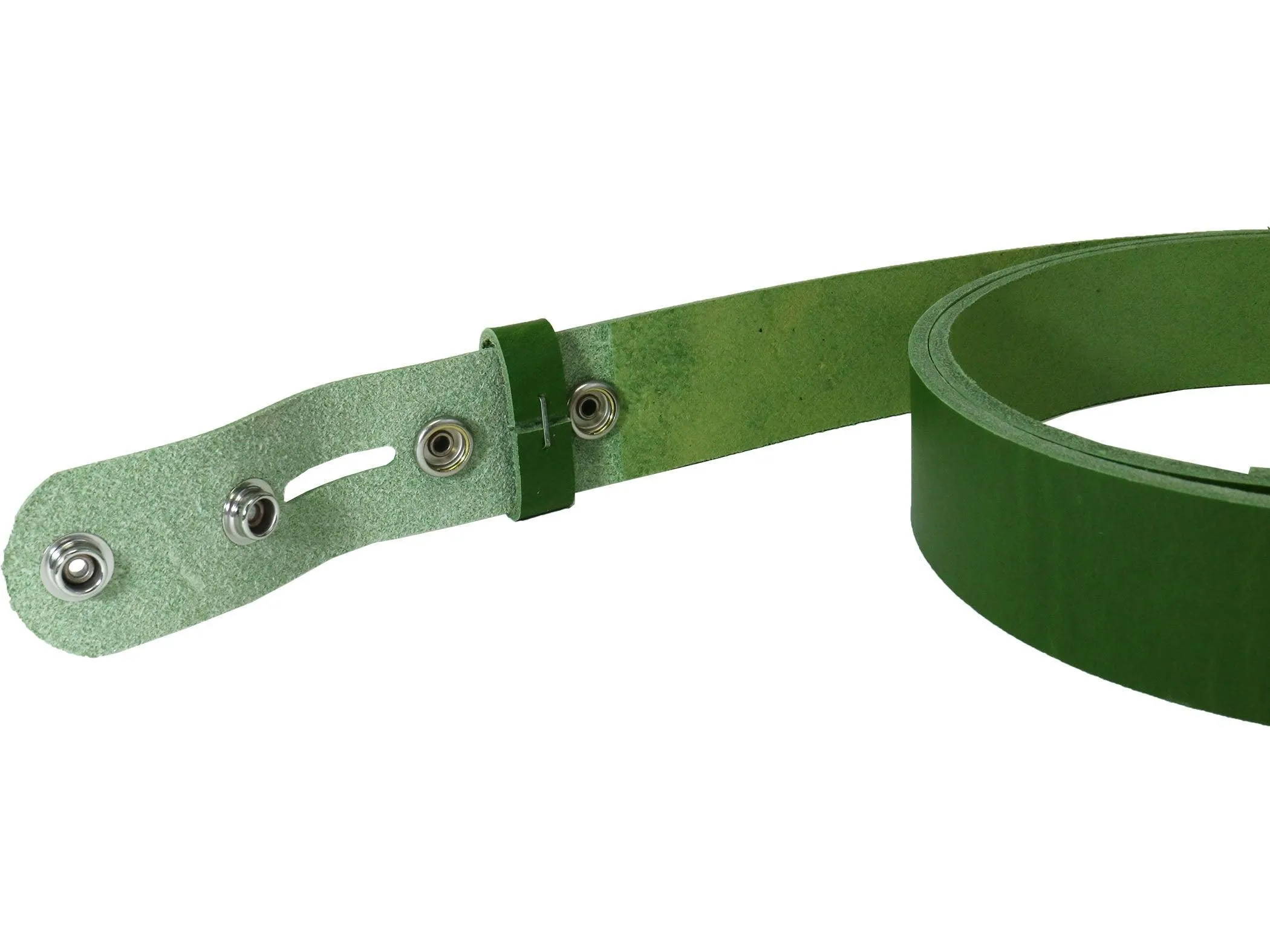 Green Vegetable Tanned Leather Belt Blank W/ Snaps and Matching Keeper | 60-72" Length