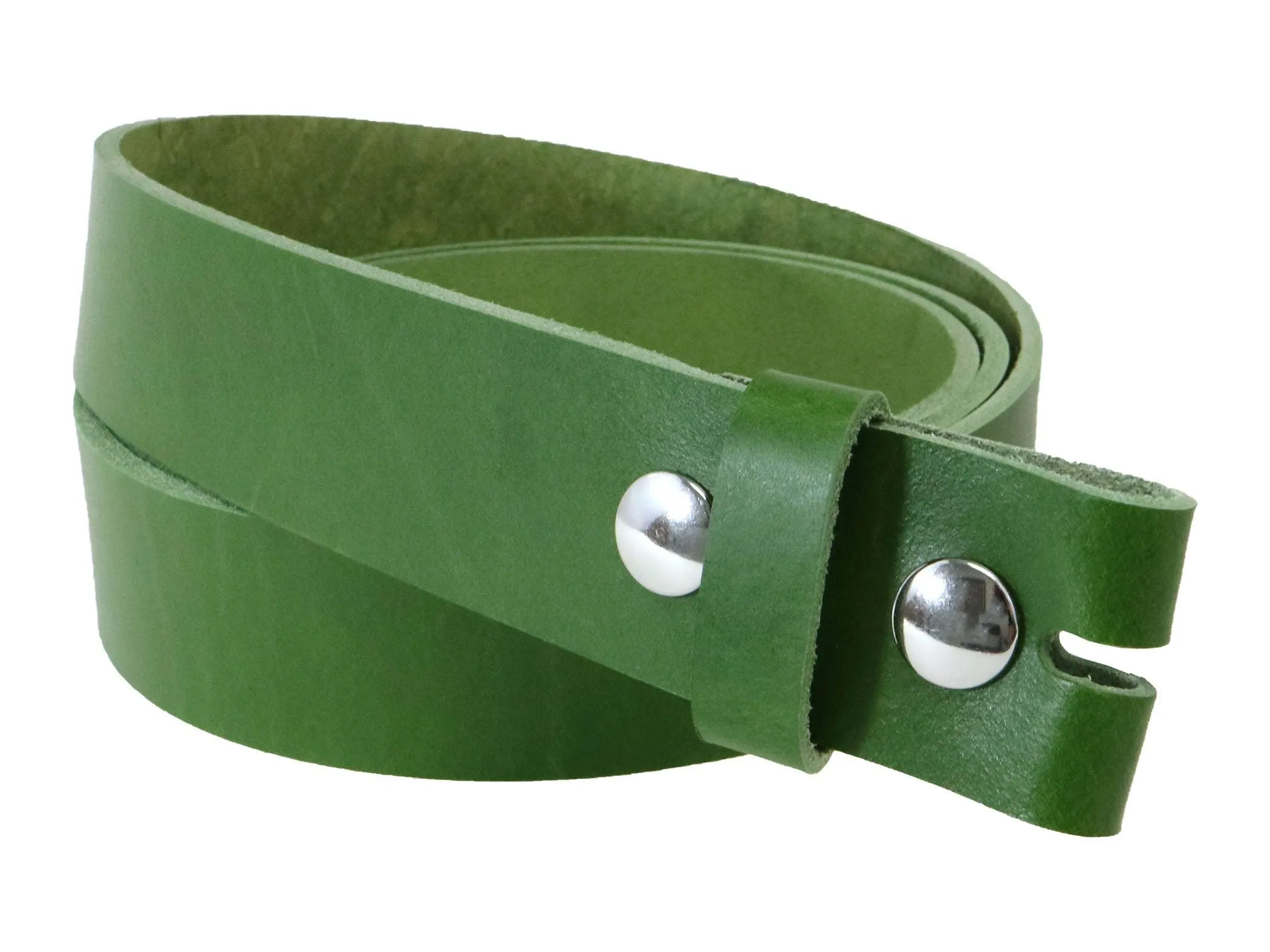 Green Vegetable Tanned Leather Belt Blank W/ Snaps and Matching Keeper | 60-72" Length