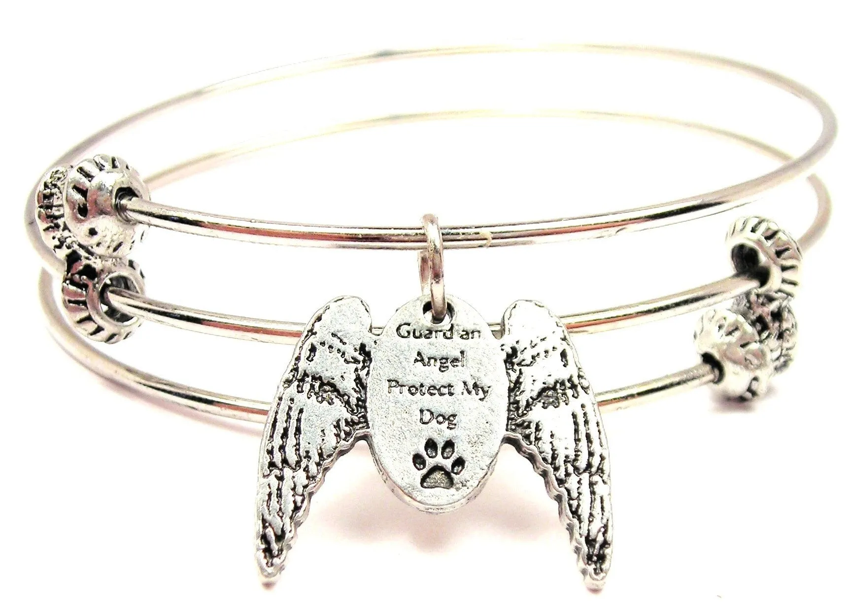 Guardian Angel Protect My Dog Triple Style Expandable Bangle Bracelet