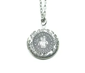 Handmade Oxidized Silver St. Christopher Locket Necklace