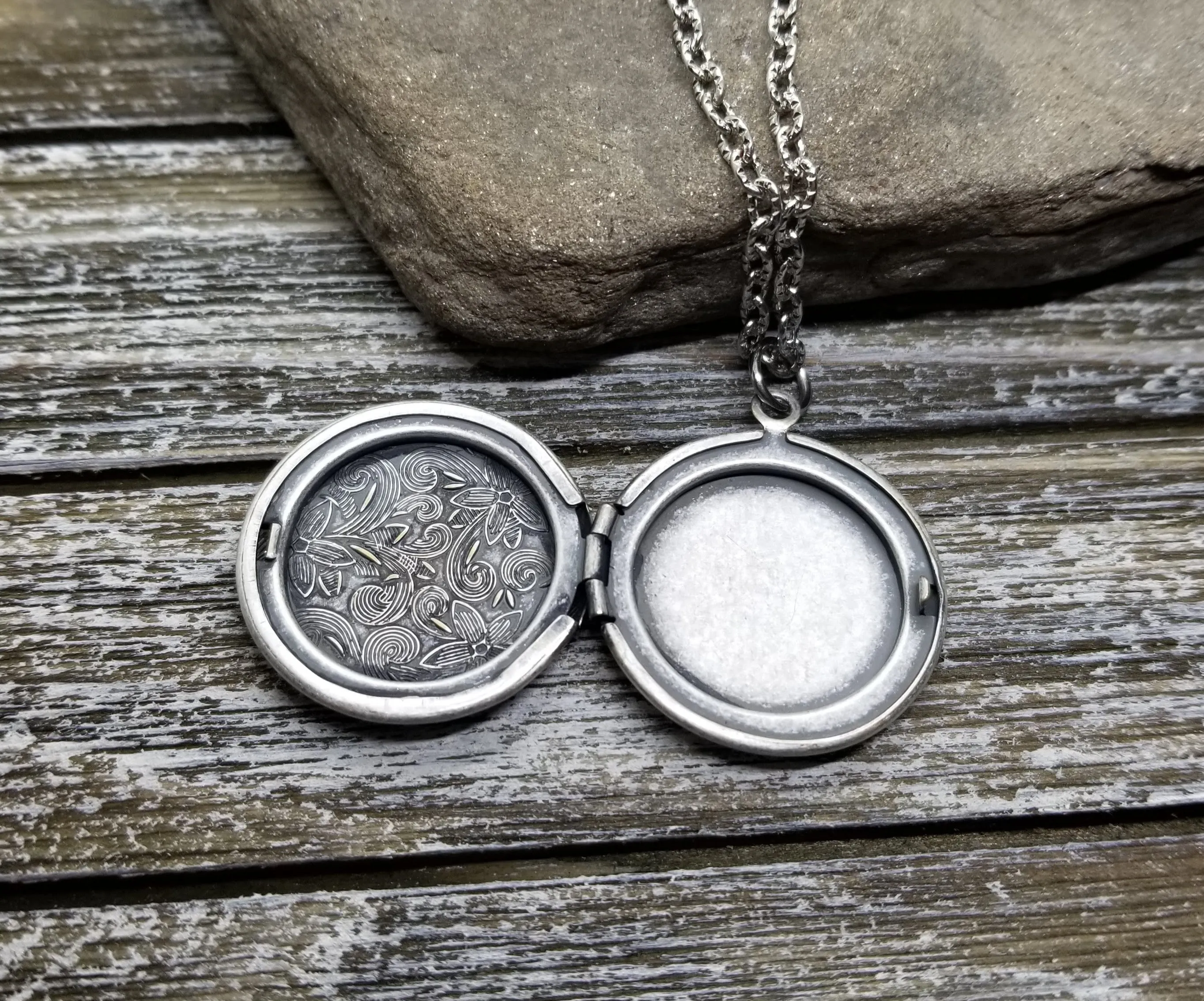 Handmade Oxidized Silver St. Christopher Locket Necklace