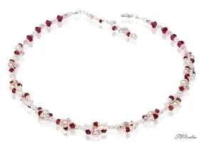 Handmade Ruby Gemstone Pearl Twist Necklace