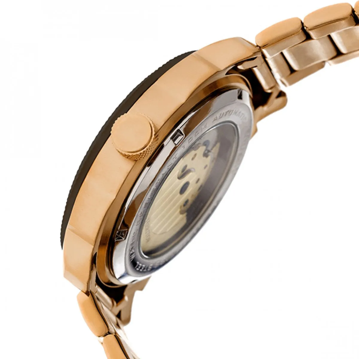 Heritor Automatic Helmsley Semi-Skeleton Bracelet Watch - Rose Gold/Black