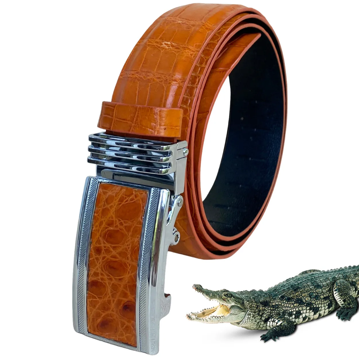 High-end Tan Alligator Belt Men's - Automatic Buckle | BE-TAN-153