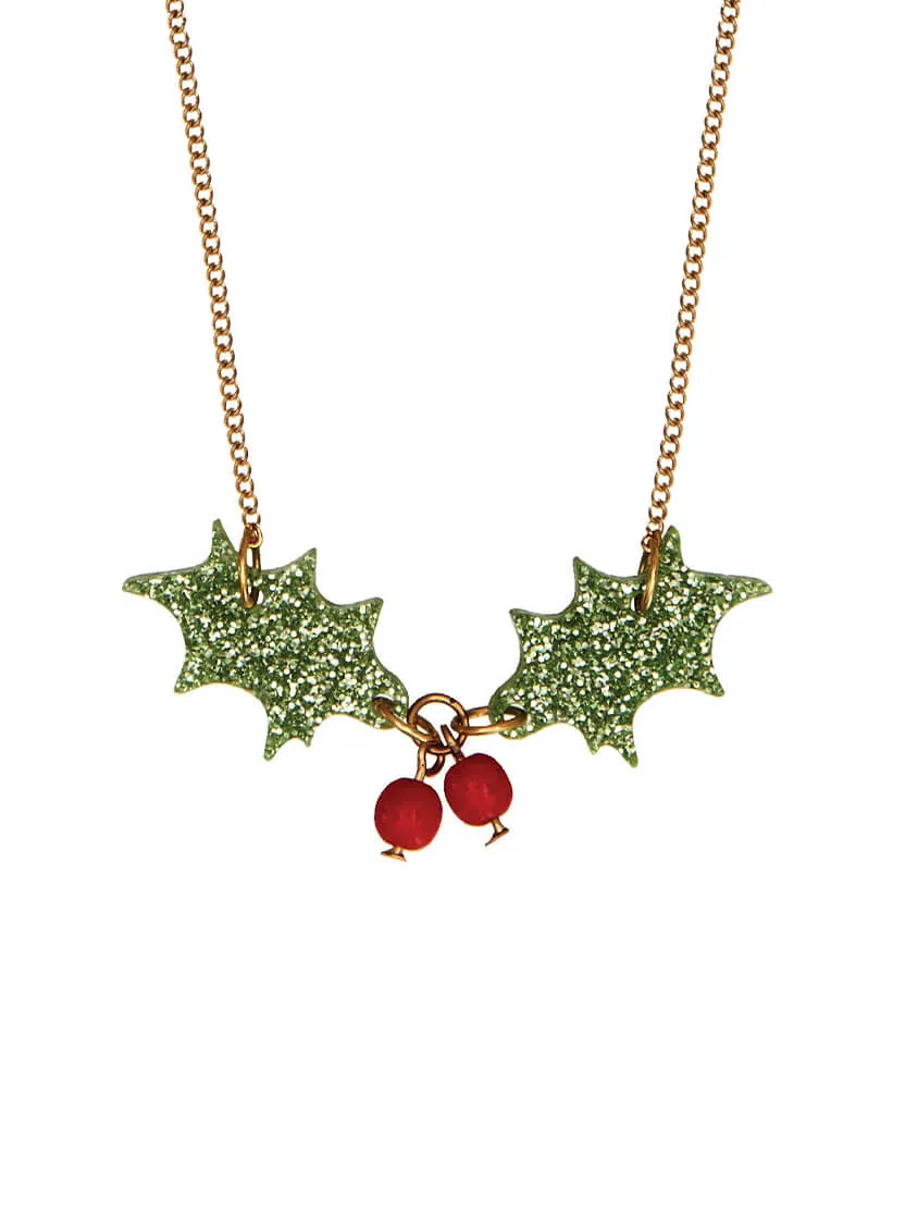 Holly Necklace - Glitter Green